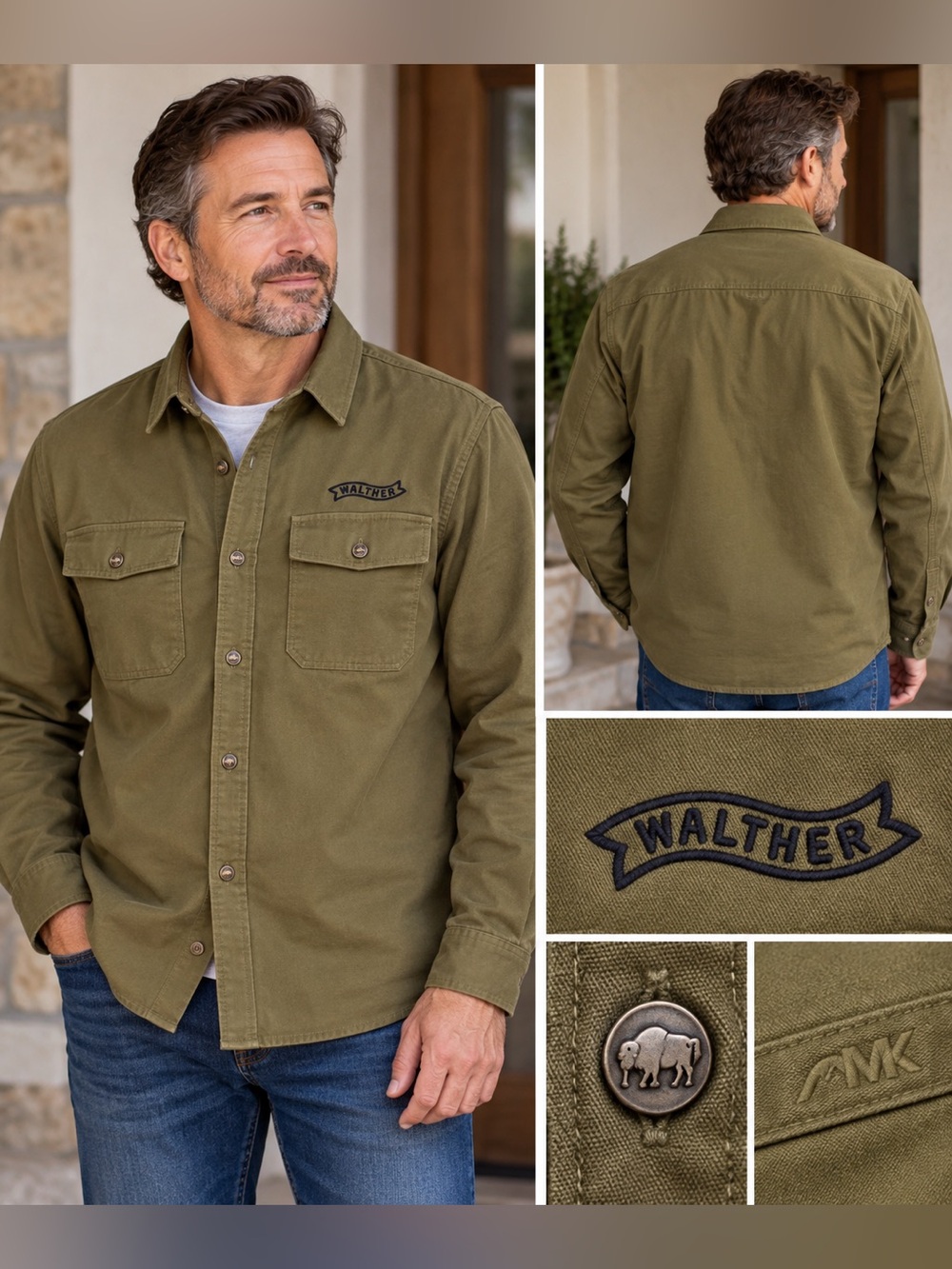 Mountain Khakis Men MOLESKIN Shirtjac Shacket Moss Green Walther Logo Sz Large